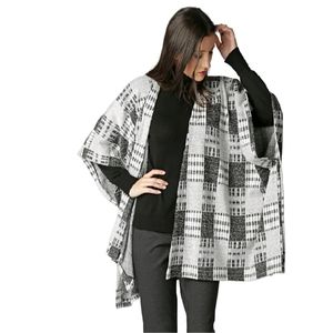 NEW GUILLAUME Poncho Cape Plaid Jacquard pattern